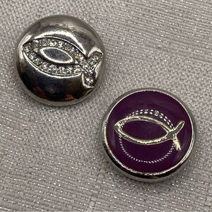 ICHTHYS - CHRISTIAN FISH - Set of 2 - Snap Button Charms - Ginger Snaps & Co.